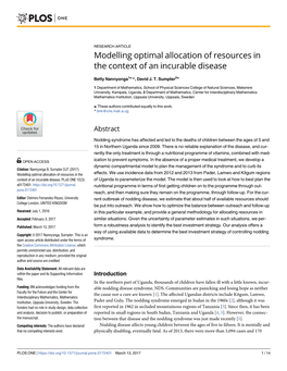 Modelling Optimal Allocation of Resources in the Context of an Incurable Disease