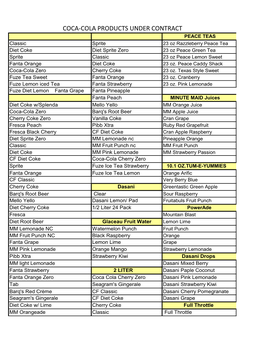 Coca-Cola Products Under Contract