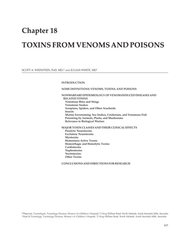 Chapter 18 TOXINS from VENOMS and POISONS