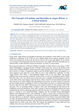 The Concepts of Feminine and Masculine in Angus Wilson: a Critical Analysis