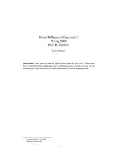 Partial Differential Equations II Spring 2008 Prof. D. Slepcev∗