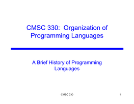 CMSC 330: Organization of Programming Languages