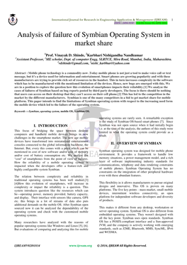 Analysis of Failure of Symbian Operating System in Market Share