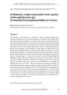 Nematoda:Parasitaphelenchidae) in Turkey , In: Schröder, T