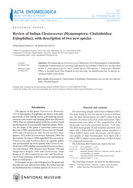 ACTA ENTOMOLOGICA 61(1): 231–241 MUSEI NATIONALIS PRAGAE Doi: 10.37520/Aemnp.2021.013