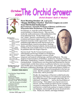 October 2009 Orchid Growers’ Guild of Madison Next Meeting October 18, 1:30 P.M