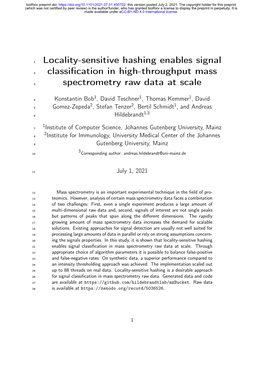 Locality-Sensitive Hashing Enables Signal Classification in High