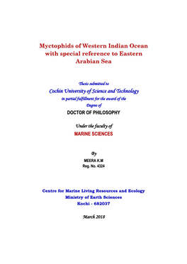 Myctophids of Western Indian Ocean with Special Reference to Eastern Arabian Sea