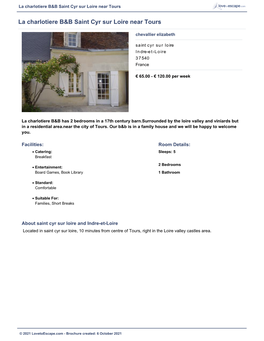 La Charlotiere B&B Saint Cyr Sur Loire Near Tours