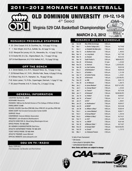Old Dominion University 2011–2012 Monarch Basketball