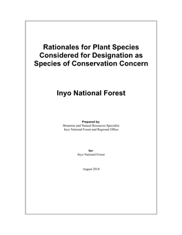 Plant Species Considered for Designation As Species of Conservation Concern
