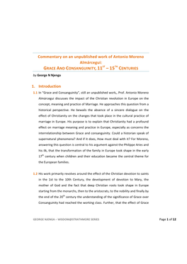 GRACE and CONSANGUINITY, 11ST – 15TH CENTURIES by George N Njenga