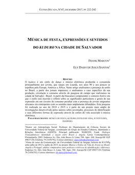 Música De Festa, Expressões E Sentidos Do Kuduro Na Cidade De Salvador