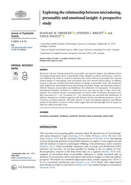 Exploring the Relationship Between Microdosing, Personality and Emotional Insight: a Prospective Study