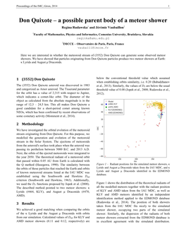 Don Quixote – a Possible Parent Body of a Meteor Shower Regina Rudawska1 and Jérémie Vaubaillon2