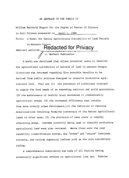 A Model for Rating Agricultural Suitability of Land Parcels in Western Oregon