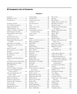 Complete List of Contents