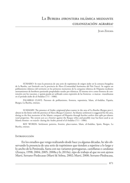 La Bureba ¿Frontera Islámica Mediante Colonización Agraria?