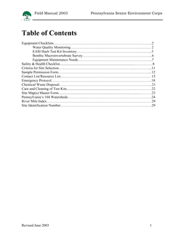 Table of Contents