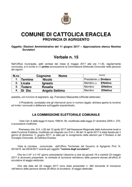 Comune Di Cattolica Eraclea Provincia Di Agrigento