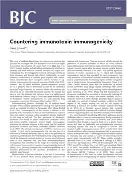 Countering Immunotoxin Immunogenicity