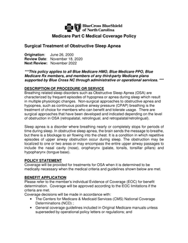 Surgical Treatment of Obstructive Sleep Apnea