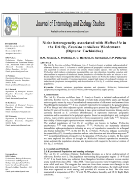 Niche Heterogeneity Associated with Wolbachia in the Uzi Fly, Exorista