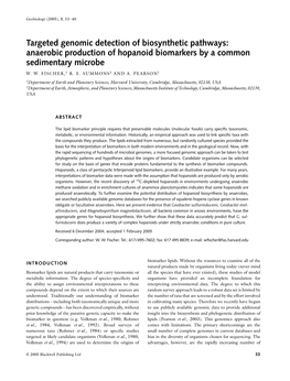 Targeted Genomic Detection of Biosynthetic Pathways: Anaerobic Production of Hopanoid Biomarkers by a Common Sedimentary Microbe