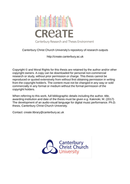 Canterbury Christ Church University's Repository of Research Outputs Http