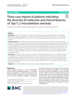 Three Case Reports of Patients Indicating the Diversity of Molecular