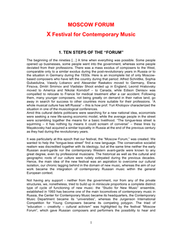 MOSCOW FORUM X Festival for Contemporary Music