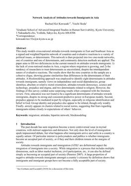 Network Analysis of Attitudes Towards Immigrants in Asia Rachael