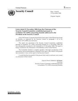Security Council Distr.: General 22 November 2006