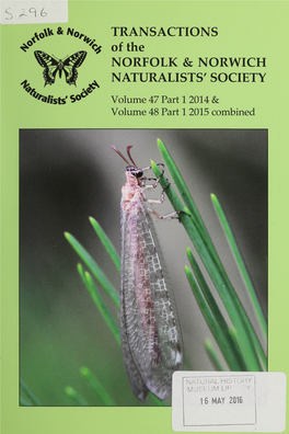 Transactions of the Norfolk and Norwich Naturalists' Society