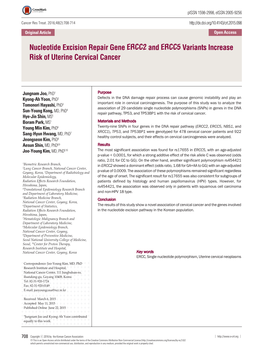 Nucleotide Excision Repair Gene ERCC2 and ERCC5 Variants Increase Risk of Uterine Cervical Cancer