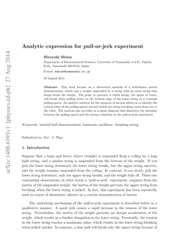 Analytic Expression for Pull-Or-Jerk Experiment 2