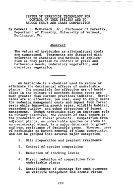 STATUS of HERBICIDE TECHNOLOGY for CONTROL of TREE SPECIES and to REDUCE SHRUB and GRASS COMPETITION by Maxwell L