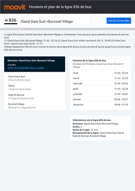 Horaires Et Trajet De La Ligne 836 De Bus Sur Une Carte