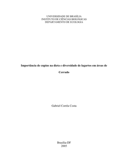 Importância De Cupins Na Dieta E Diversidade De Lagartos Em Áreas De