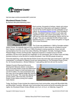Woodward Dream Cruise by Barbara Merryfield Marketing Intern