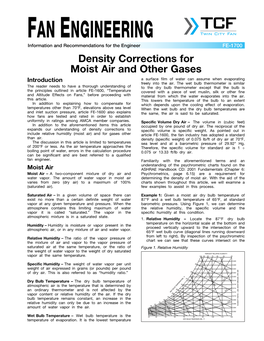 Density Corrections for Moist Air and Other Gases Introduction a Surface Film of Water Can Assume When Evaporating Freely Into the Air