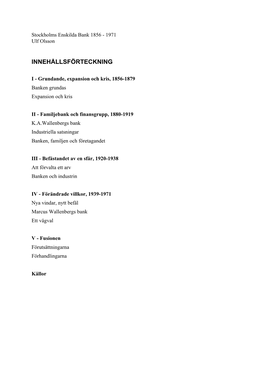 Stockholms Enskilda Banks Historia 1856-1971