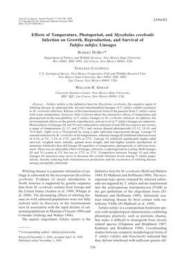 Effects of Temperature, Photoperiod, and Myxobolus Cerebralis On