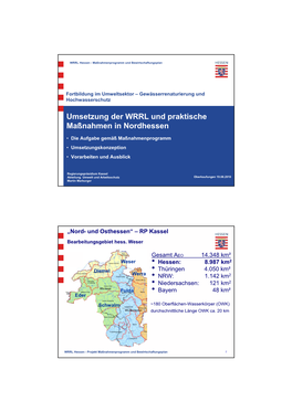 Umsetzung Der WRRL Und Praktische Maßnahmen in Nordhessen