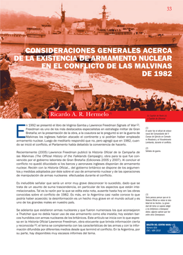 Consideraciones Generales Acerca De La Existencia De Armamento Nuclear En El Conflicto De Las Malvinas De 1982