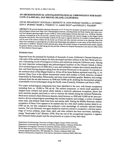 An Archaeological and Paleontological Chronology for Daisy Cave (Ca-Smi.261), San Miguel Island, California