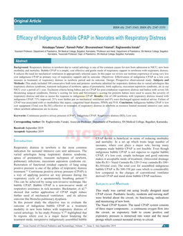 Efficacy of Indigenous Bubble CPAP in Neonates with Respiratory Distress