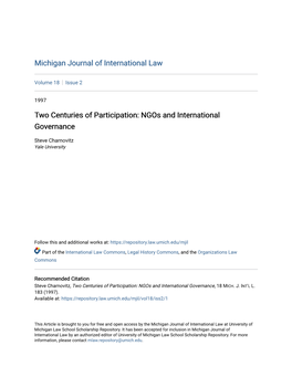 Ngos and International Governance