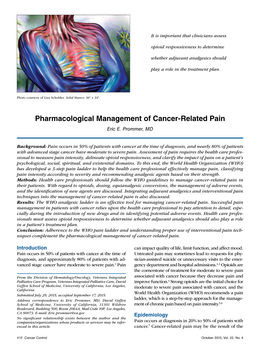 Pharmacological Management of Cancer-Related Pain Eric E