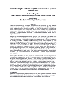 Understanding the Units of Length Measurement Used by Tribal People in India